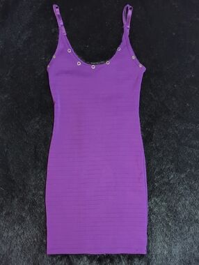 Foxy Jeans Y2K Purple Bodycon Dress with Grommet Detail Women's Size Medium